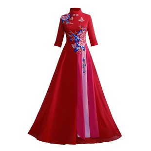 大合唱女长裙古筝演奏主持人独唱指挥晚礼服国风旗袍走秀伞舞演出