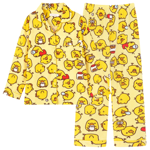 鼻孔鸡睡衣女款春秋长袖纯棉日系卡通轻松熊家居服套装小众设计感