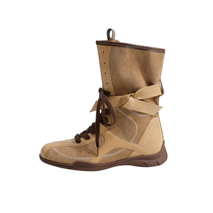 真皮~骄屿拳击靴女2025新款英伦风马丁靴复古短靴厚底运动德训靴