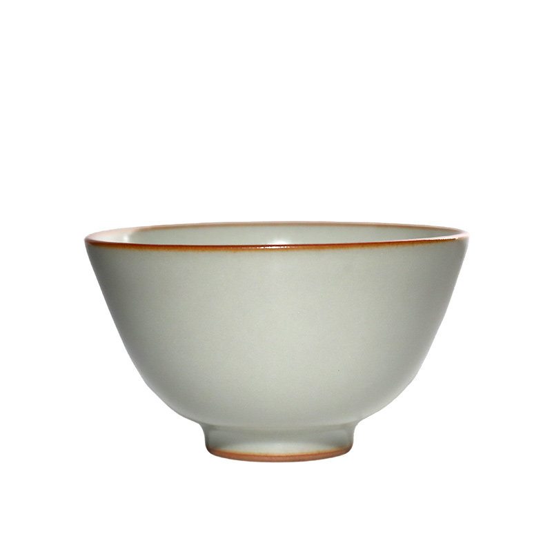汝瓷茶杯颂佶米黄釉纯手工茶杯
