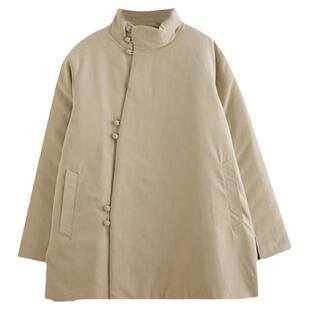 中国风冬季新款休闲纯色立领文艺复古茶服居士服堆领棉袄短款外套
