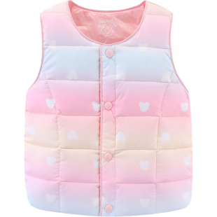 波姆熊童装秋冬季新款90白鸭绒保暖儿童羽绒马甲女童宝宝轻薄背心