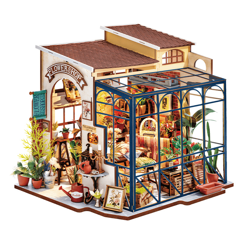 rolife若来艾米莉花店DIY手工小屋微缩模型艺术屋拼装房子积木女
