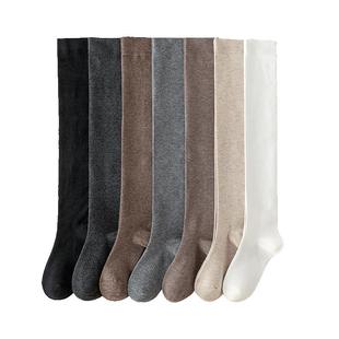 袜子女长筒袜秋冬季小腿袜加绒加厚纯棉大腿过膝袜冬天保暖中筒袜