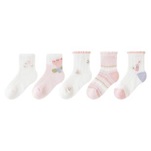婧麒儿童袜子女童夏季薄款童袜女宝宝透气网眼无骨中筒袜婴儿袜子