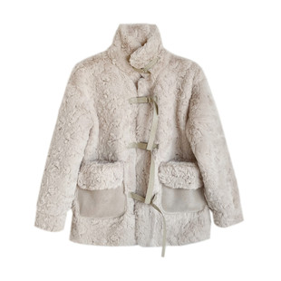 皮毛一体羊羔毛外套棉服女中长款2021秋冬季韩版新款加厚毛毛衣服