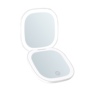 化妆镜带灯手持智能双面放大补光充电款旅行随身折叠便携式小镜子