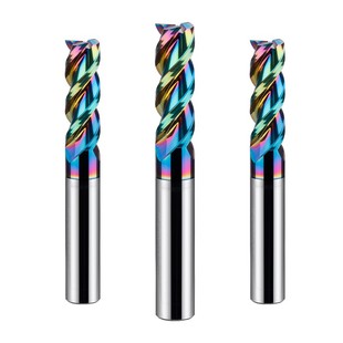 55度铝用立铣刀3刃七彩高光钨钢硬质合金加长三刃铣铝专用CNC数控