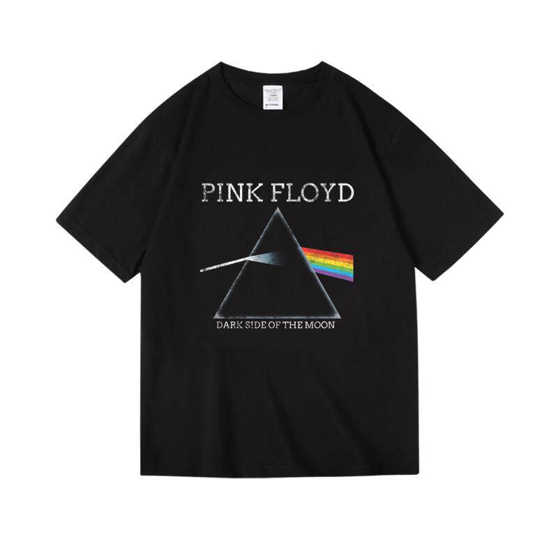 欧美摇滚平克弗洛伊德PinkFloyd月之暗面周边衣服纯棉短半袖T恤男