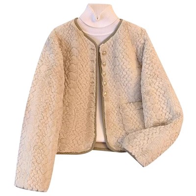 小香风羊羔毛绒皮毛一体外套夹克