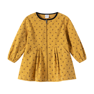 秋冬女童灯芯绒罩衣长袖韩版羽绒服防脏护衣薄款宝宝吃饭正穿围衣