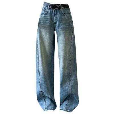 春季宽松显瘦百搭牛仔直筒阔腿裤