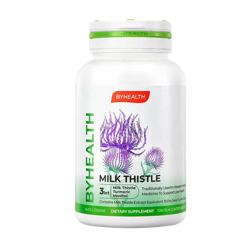 BYHEALTH汤臣倍健奶蓟片护肝片进口奶蓟草解酒护肝熬夜加班120粒