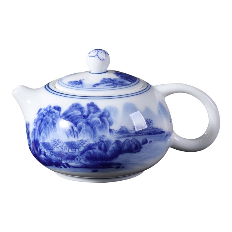 轻奢青花白瓷功夫茶壶茶杯礼盒