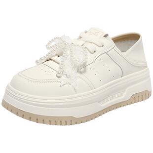 森达小白鞋女款春秋新商场同款厚底显高休闲板鞋XQF01CM5