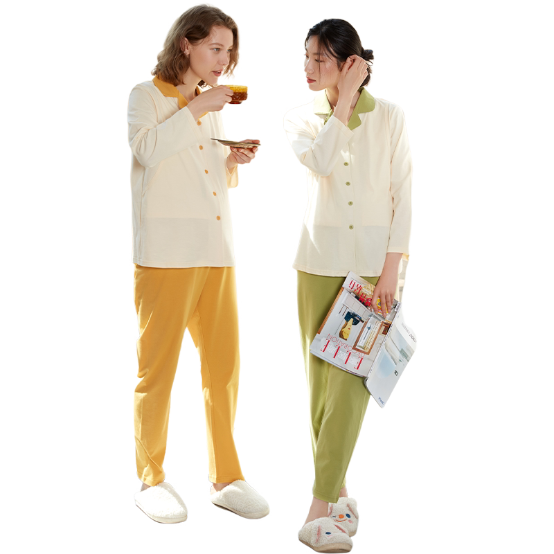 快乐屋可哺乳孕妇家居服套装秋新