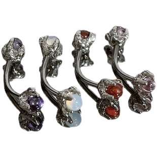 墨刺研究室 龙珠锆石眉钉ins锁骨钉蛋白石弯杆钛钢防过敏人体穿刺