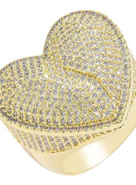 裂开的心心碎爱心满钻戒指