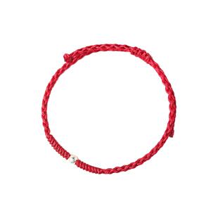 本命年红绳手链手工编织925纯银转运珠细手绳简约躲春男女脚链