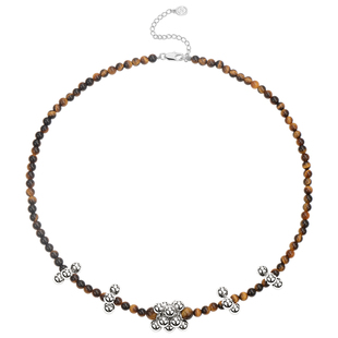 CHEZ LOOPS琥珀银霞串珠项链虎眼石项链 原创小众设计简约气质款