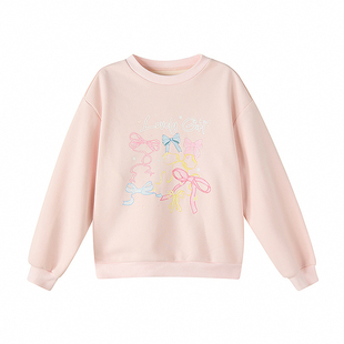 笛莎童装女童加绒卫衣冬季新款儿童女孩宝宝中童圆领套头上衣韩版