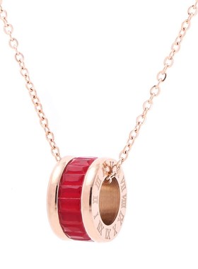 招桃花鸽红色水晶冷淡风圣诞项链