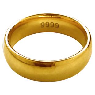 升级版镀金戒指男士久不变色18K金色钛钢戒指男999国潮时尚指环