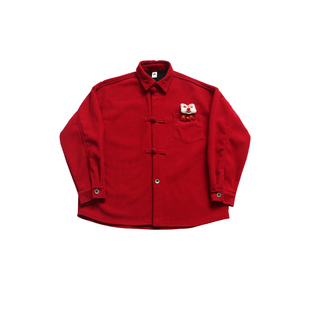 Q宝家童品1月新款【狮狮如意】男童长袖衬衫儿童冬款加绒年服衬衣