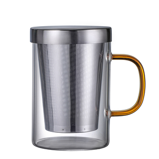 耐热玻璃茶杯茶水分离泡茶杯不锈钢过滤大容量花茶杯带把杯子家用