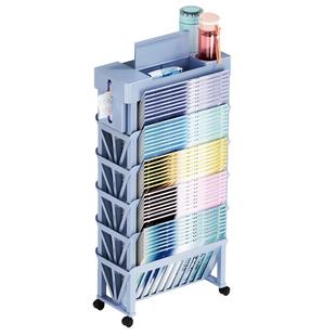 悟生可移动桌边书架教室用学生课桌收纳神器高中生书桌旁收纳置物架带轮书本收纳架放书整理挂袋书箱挂书袋
