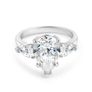 水滴钻戒3克拉纯银女梨形戒指高碳钻人造钻石小众设计锆石婚戒