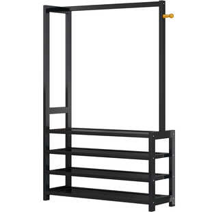 鞋柜衣帽架一体挂衣架卧室落地不占空间衣架置物架鞋架子出租屋用