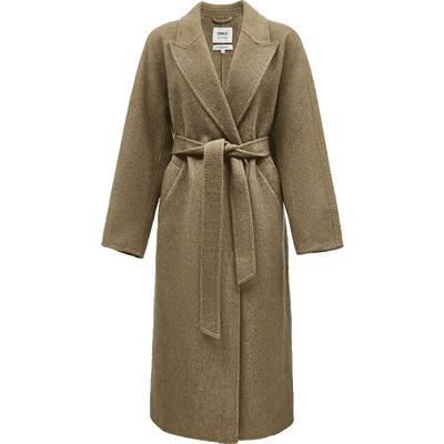 ONLY绵羊毛翻领长款毛呢大衣