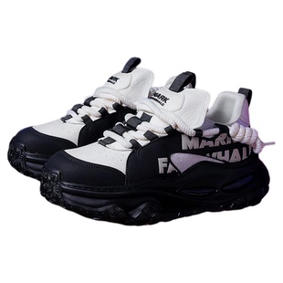马克华菲男鞋厚底轮胎老爹鞋2026新款春季黑白增高鞋子运动休闲鞋
