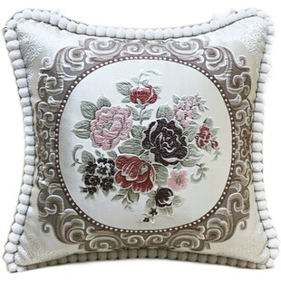 双面花刺绣客厅沙发抱枕靠垫套北欧靠枕床头大号护腰靠垫背正方形