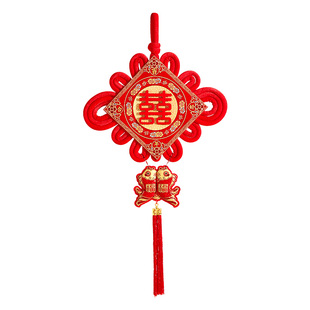 结婚中国结喜字挂件婚房布置入户门上挂饰婚礼客厅背景墙新房装饰