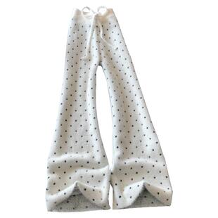 白色波点针织阔腿裤女秋冬季宽松拖地水貂绒显瘦垂感直筒休闲长裤