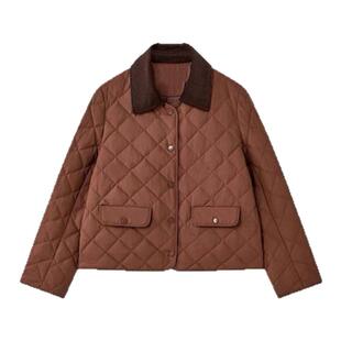 it :orange forest巴恩风菱形羽绒服短款显瘦气质萎格羽绒外套女