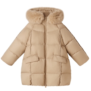 杜邦三防女童中长款羽绒服冬季外套大童发热石墨烯保暖厚儿童冬装