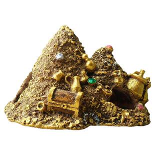 鱼缸造景创意黄金宝箱摆件树屋小鱼穿行躲避屋宝藏装饰树脂假山石