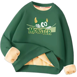 加绒卫衣男款青少年加厚冬季2025新款秋冬款衣初中生学生保暖上衣