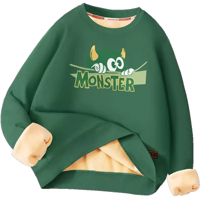 圆领卫衣冬季青少年加绒加厚上衣