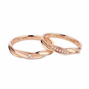 梵尼洛芙 缱绻结婚对戒18K金正品定制男戒指婚戒情侣钻戒对戒一对