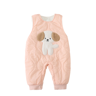 男女宝宝背带裤小月龄按扣婴儿夹棉保暖连体裤护肚棉裤秋冬外穿