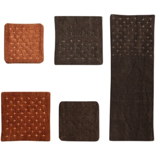 手工刺绣柿子染含丝布垫 茶垫杯垫 布艺隔热垫刺子绣布垫杯托壶垫