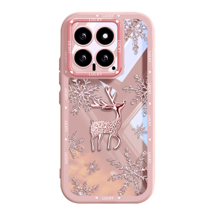 透明雪花鹿小米17pro手机壳17ultra新款小米15保护套红米k80网红13pro时尚k70女款k60e全包13硅胶米14圣诞鹿