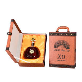 现货xo洋酒包装礼盒皮盒轩诗尼通用木盒酒包装白兰地洋酒瓶空盒子