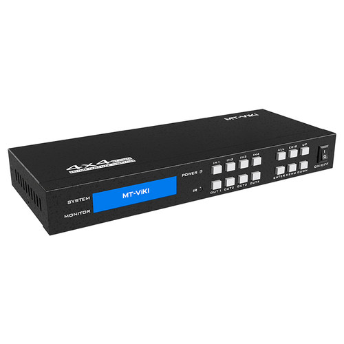 迈拓维矩 MT-HD414 hdmi矩阵4进4出4k高清切换器分配器带遥控串口电脑笔记本会议视频监控接电视显示器投影仪