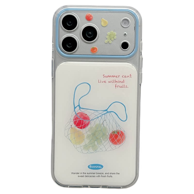 MoreRex 夏日ins风小众网兜水果插画适用苹果18手机壳iphone17promax新款18pro全包15防摔保护套14女款16创意