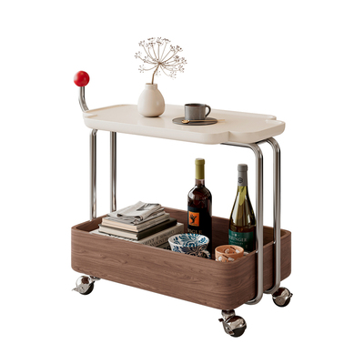 实木可移动收纳小推车